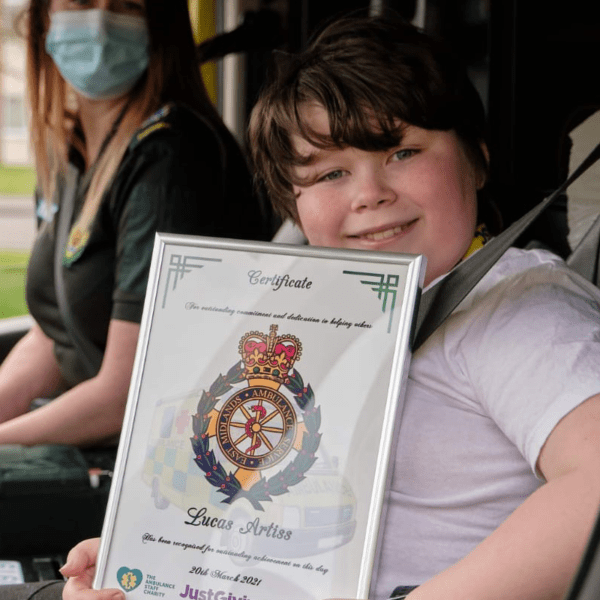 Ambulance loving Lucas raises £1,500 for The Ambulance Staff Charity (TASC) by walking almost 979,000 steps in March